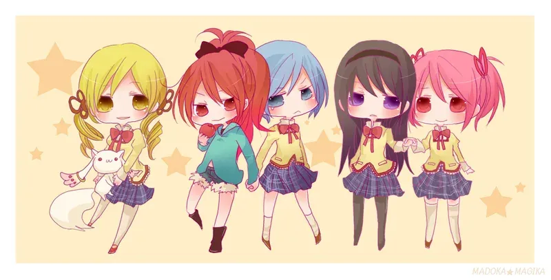 chibi ảnh anime nhóm 5 người nữ 21