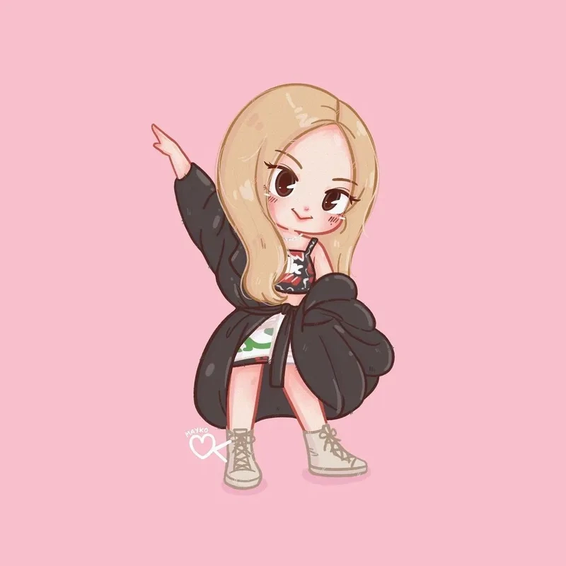 Phiên bản hoạt hình Blackpink Rose chibi siêu cưng