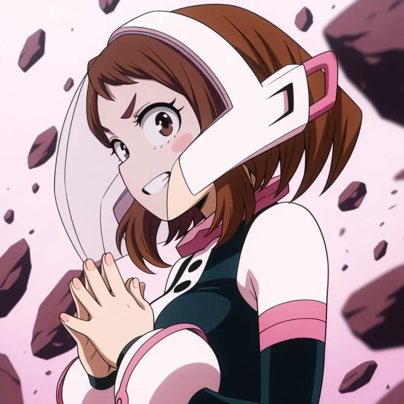 Cài đặt giao diện điện thoại Ochaco Uraraka chibi wallpaper