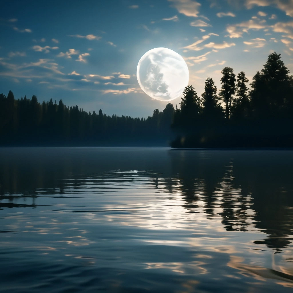 Luồng sáng diệu kỳ khi ánh trăng chiếu rọi xuống hồ nước