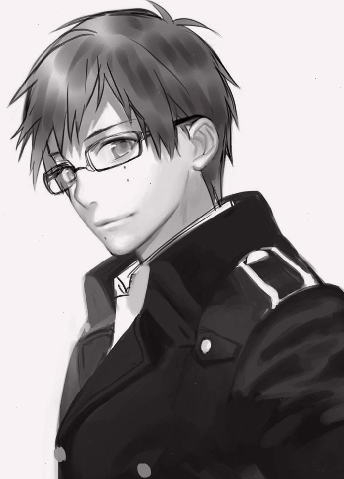 Ảnh Anime boy đen trắng đẹp nhất, nam đeo kính