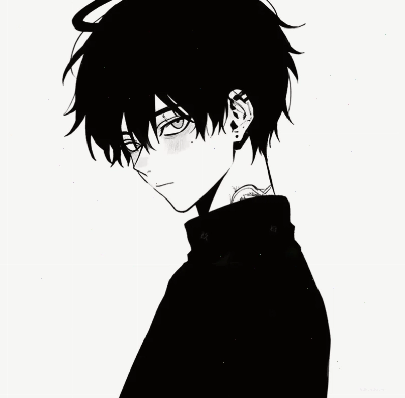 Ảnh anime boy lạnh lùng với ánh mắt sâu và mái tóc đen tuyền