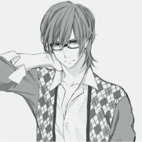 Ảnh anime nam đen trắng buồn đeo kính, tạo cảm giác tri thức và suy tư