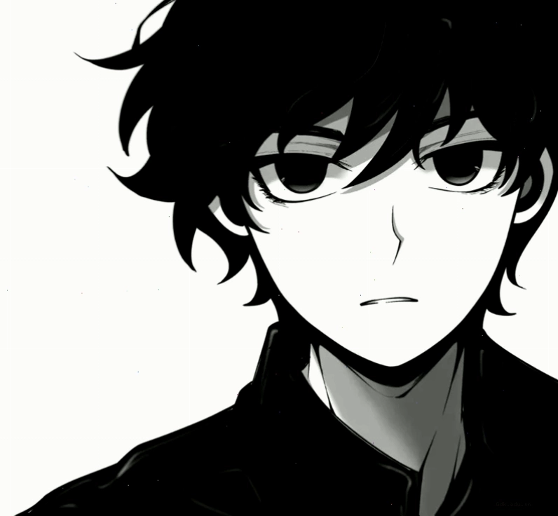 Ảnh anime nam lạnh lùng trong trang phục đen, toát lên vẻ bí ẩn