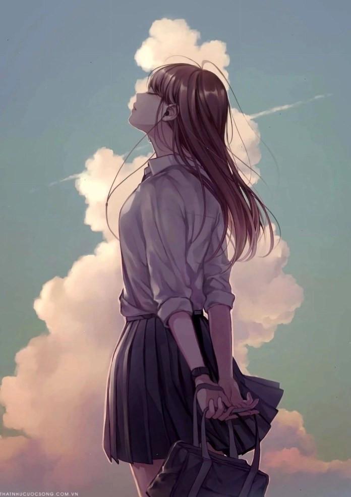 Ảnh anime nữ xinh đẹp ngầu trong trang phục học sinh năng động
