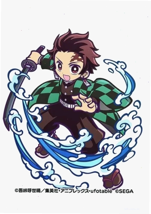 Ảnh avatar Tanjiro Chibi dễ thương với nụ cười rạng rỡ và thanh kiếm Nichirin
