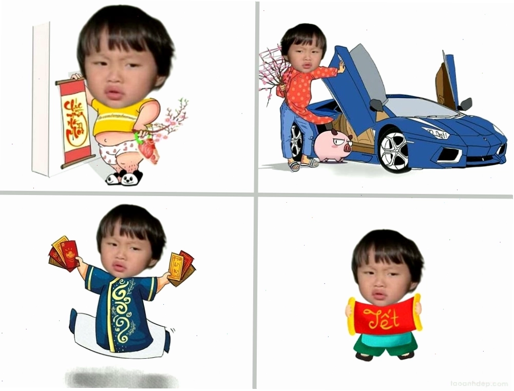 Ảnh chibi ghép mặt gia đình trong dịp Tết