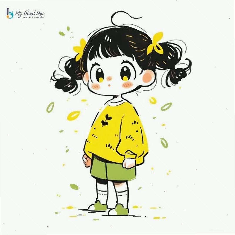 Ảnh chibi nữ cute với đôi mắt to tròn và nụ cười rạng rỡ