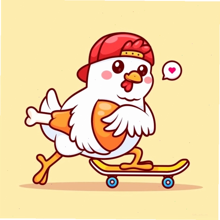 Ảnh con gà chibi cute đáng yêu với nụ cười tươi tắn