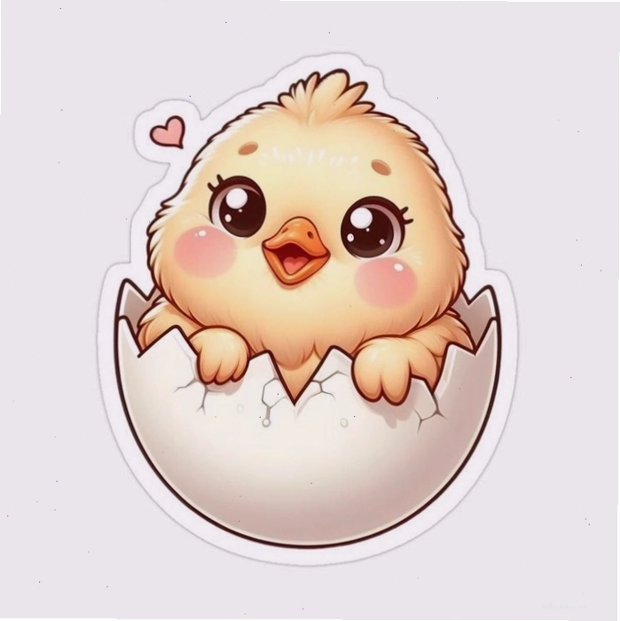 Ảnh con gà chibi đáng yêu ngọt ngào với cặp mắt lấp lánh