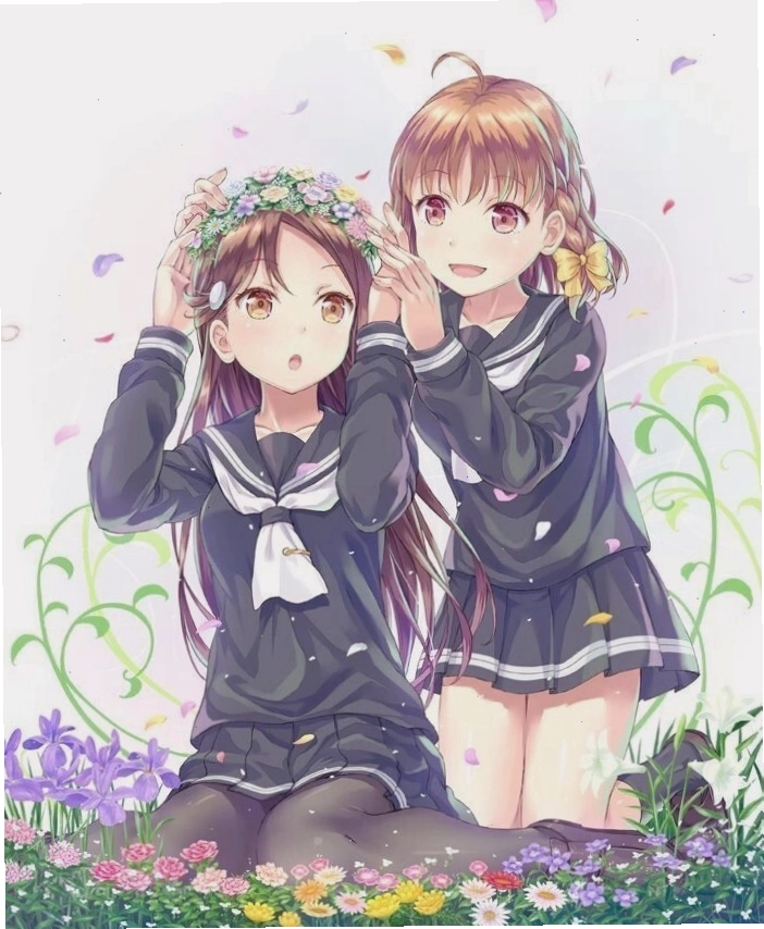 Ảnh đôi bạn thân anime nữ vui vẻ bên nhau