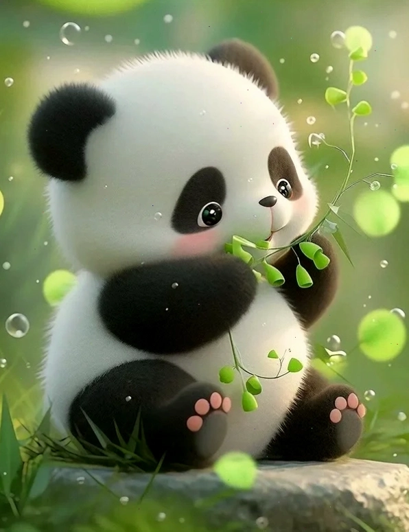 Ảnh gấu trúc cute hoạt hình phong cách chibi
