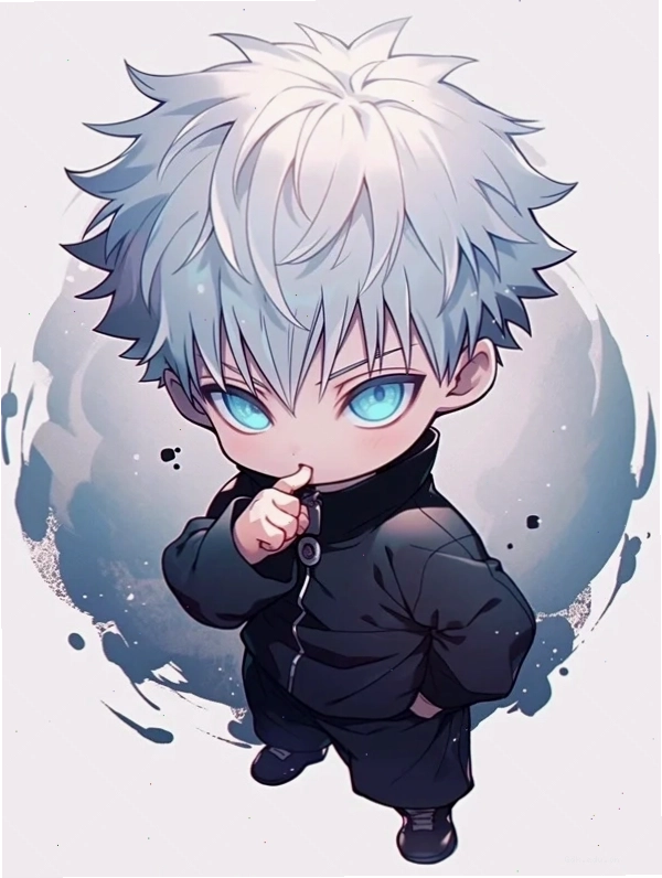 Ảnh Gojo Satoru chibi 4K với biểu cảm tinh nghịch