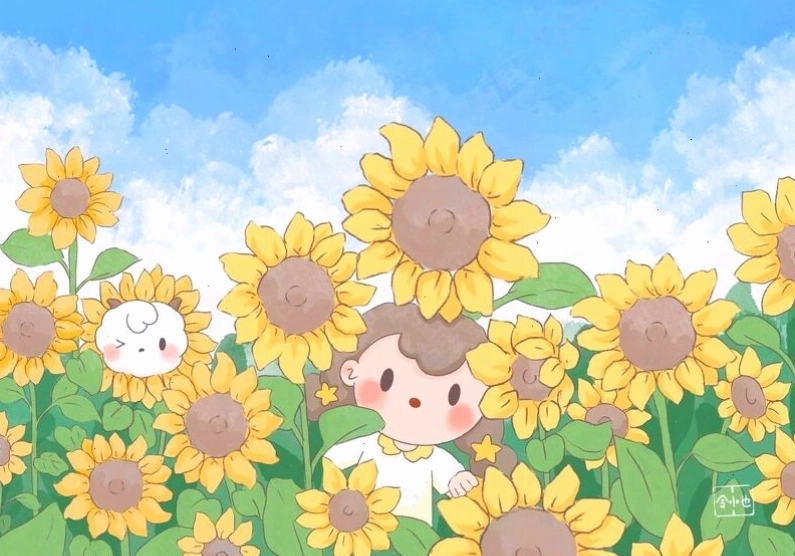 Ảnh hoa hướng dương chibi dễ thương