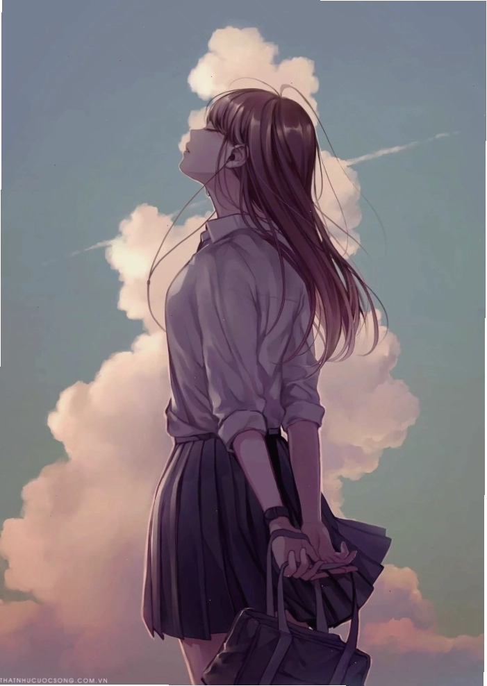Ảnh học sinh anime đang đứng hóng gió trời