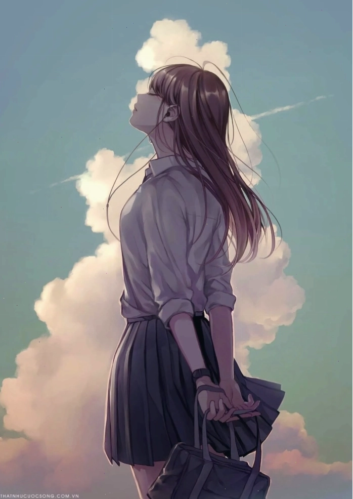 Ảnh học sinh anime đang đứng hóng gió trời