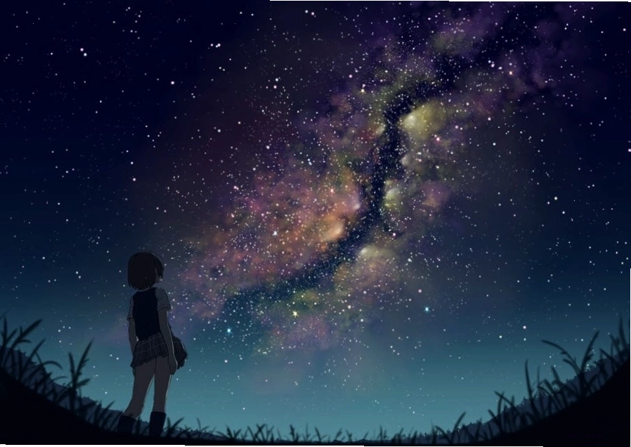 Ảnh nền Anime Galaxy mang tâm trạng buồn và tĩnh lặng