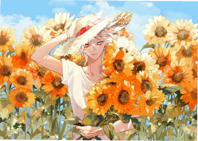 Ảnh nền hoa hướng dương phong cách anime đẹp