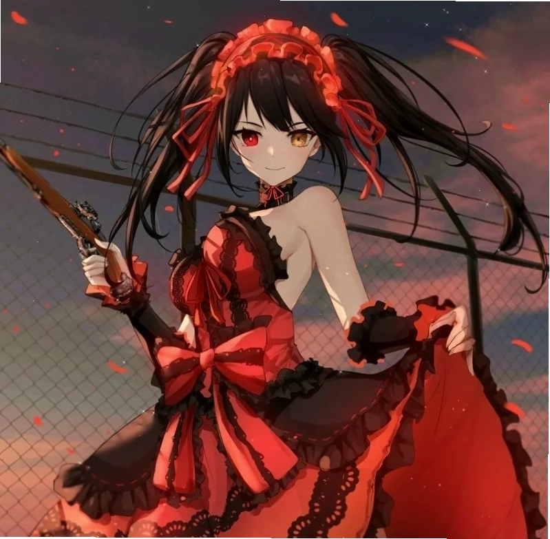 Ảnh Tokisaki Kurumi chibi với nét bí ẩn đặc trưng