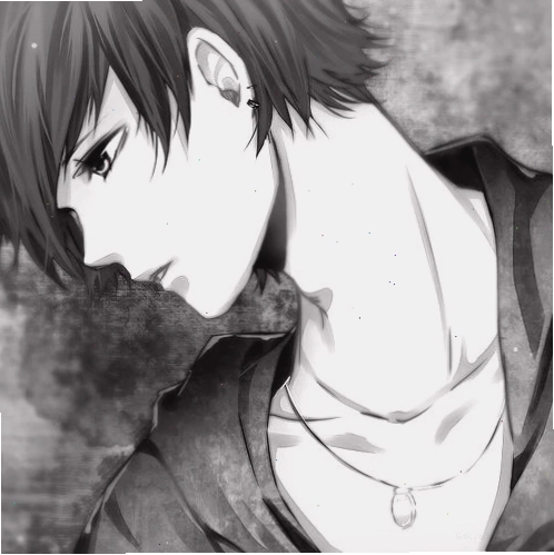 Anime boy đen trắng với biểu cảm buồn man mác