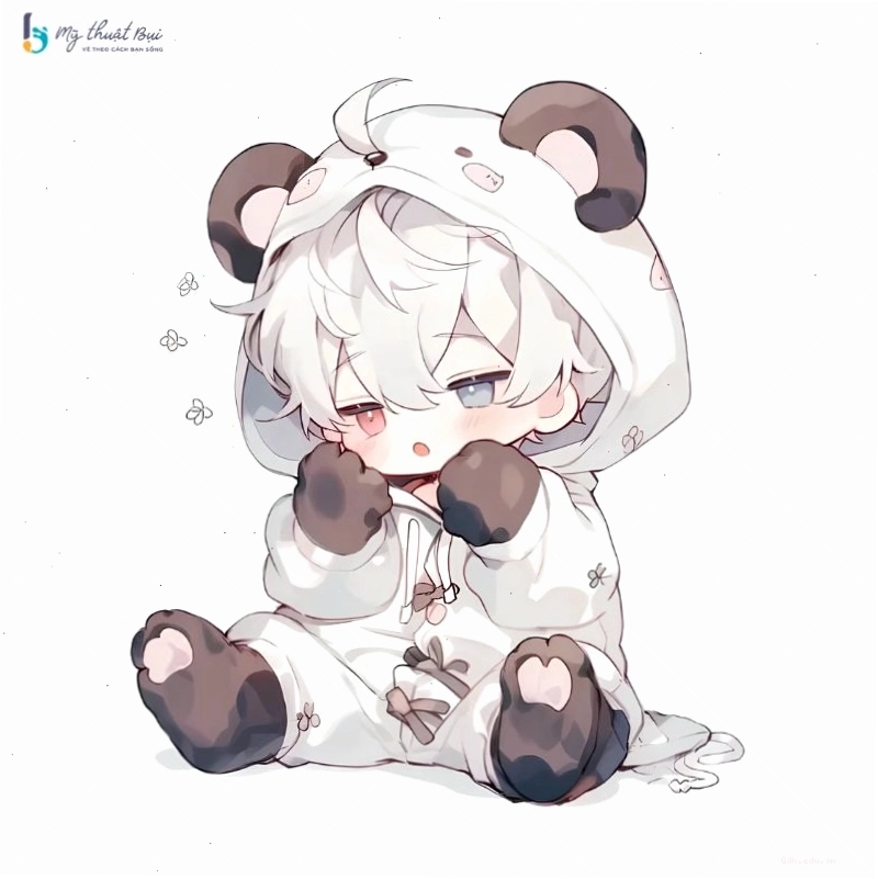 Anime chibi nam với trang phục lịch lãm và nụ cười cuốn hút