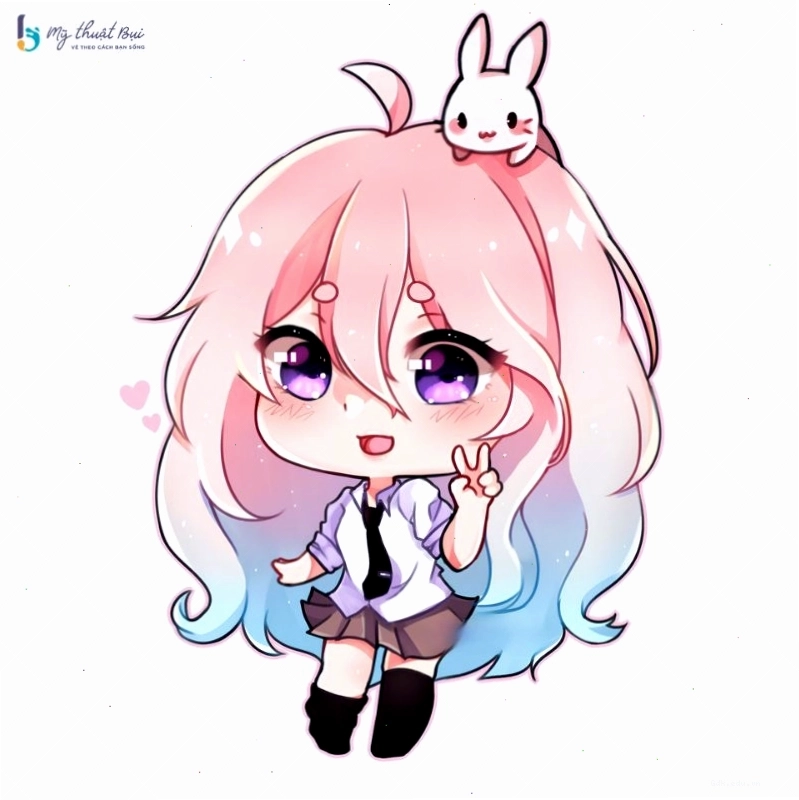 Anime chibi nữ với đôi cánh thiên thần