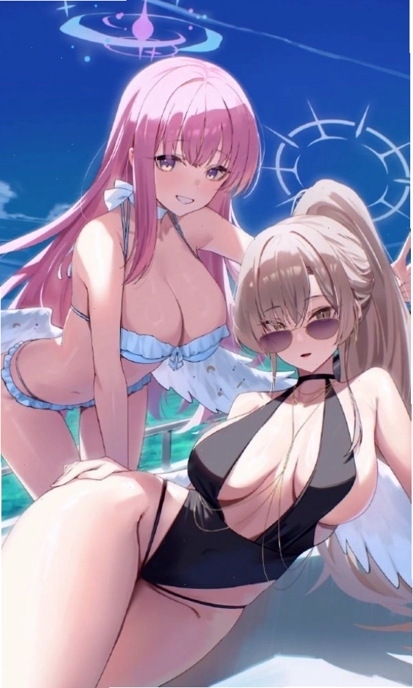 Anime girl xinh đẹp trong bộ bikini màu hồng gợi cảm