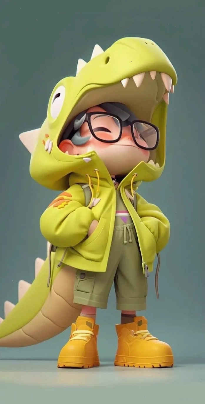Anime khủng long chibi với biểu cảm ngộ nghĩnh