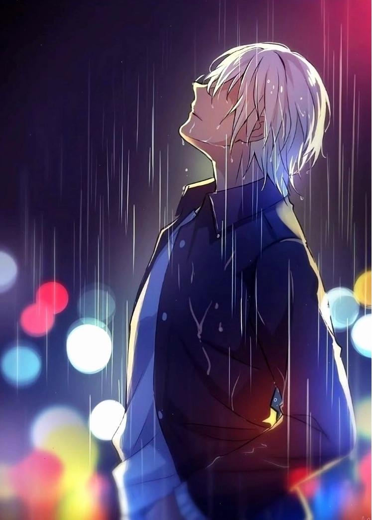 Avatar anime nam buồn với gam màu lạnh và biểu cảm u buồn