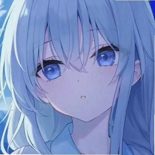 Avatar anime thiếu nữ tóc xanh nhạt, đôi mắt to tròn long lanh
