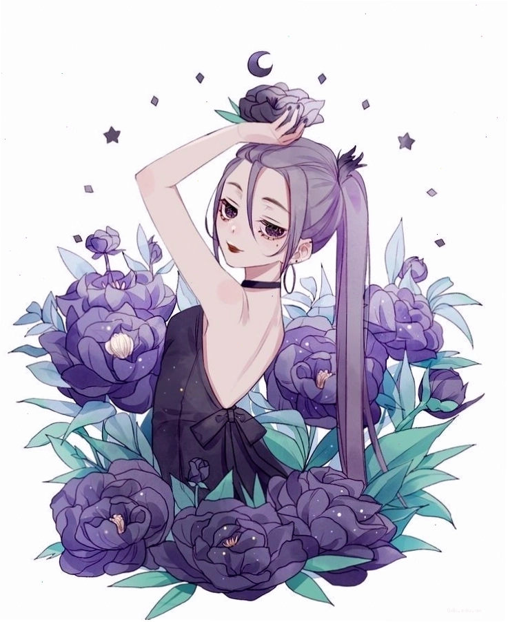 Avatar đôi dễ thương với hai nhân vật chibi màu tím