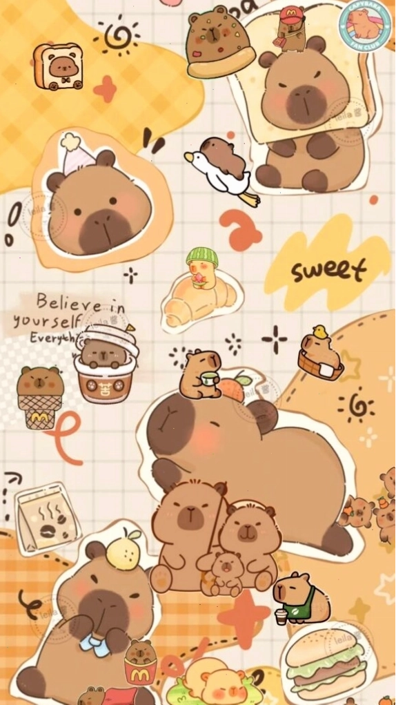 Avatar hài hước cặp đôi Capybara phiên bản buổi sáng, biểu cảm lơ ngơ
