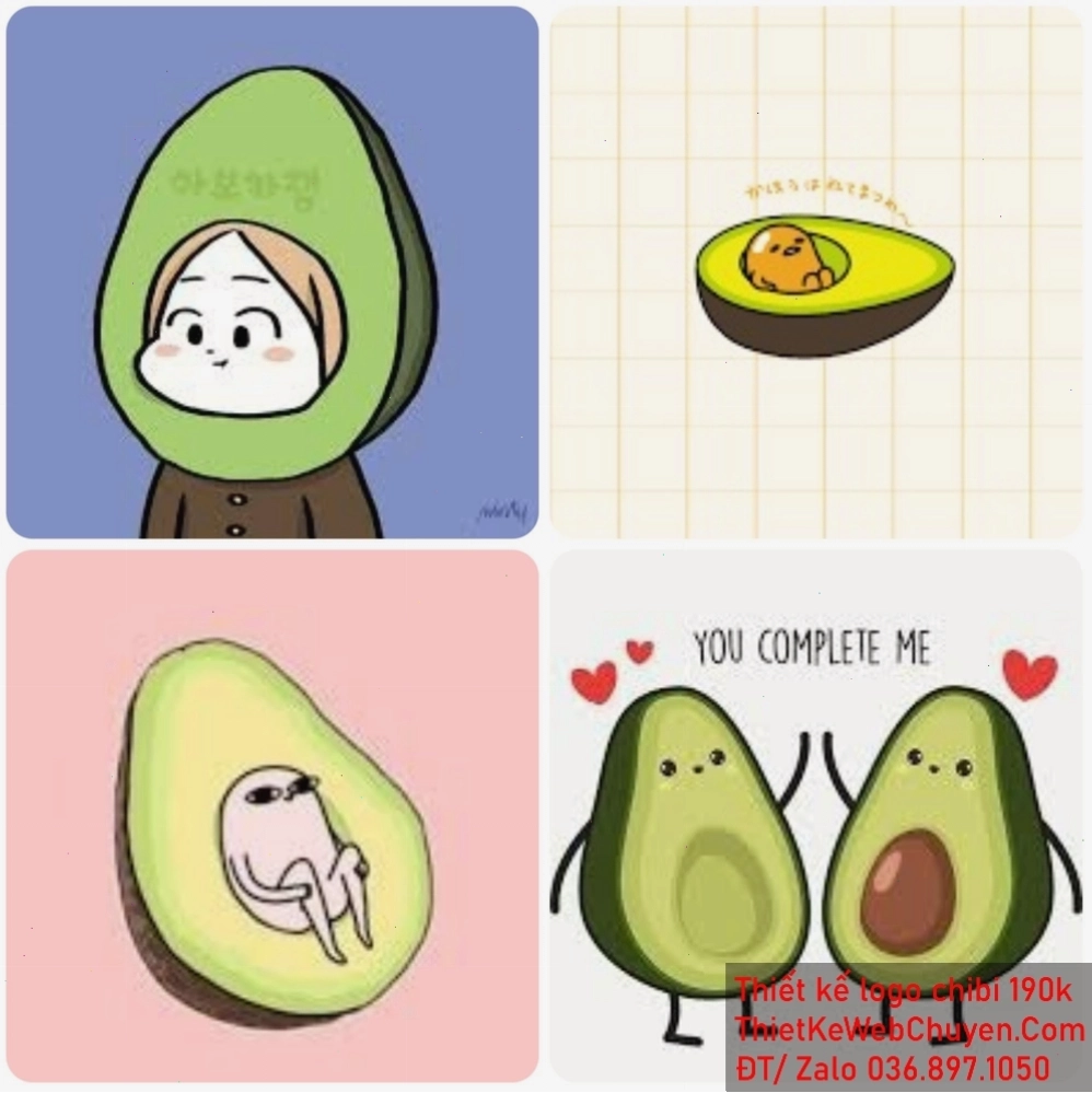 Avatar hình quả bơ cute đang ăn kem