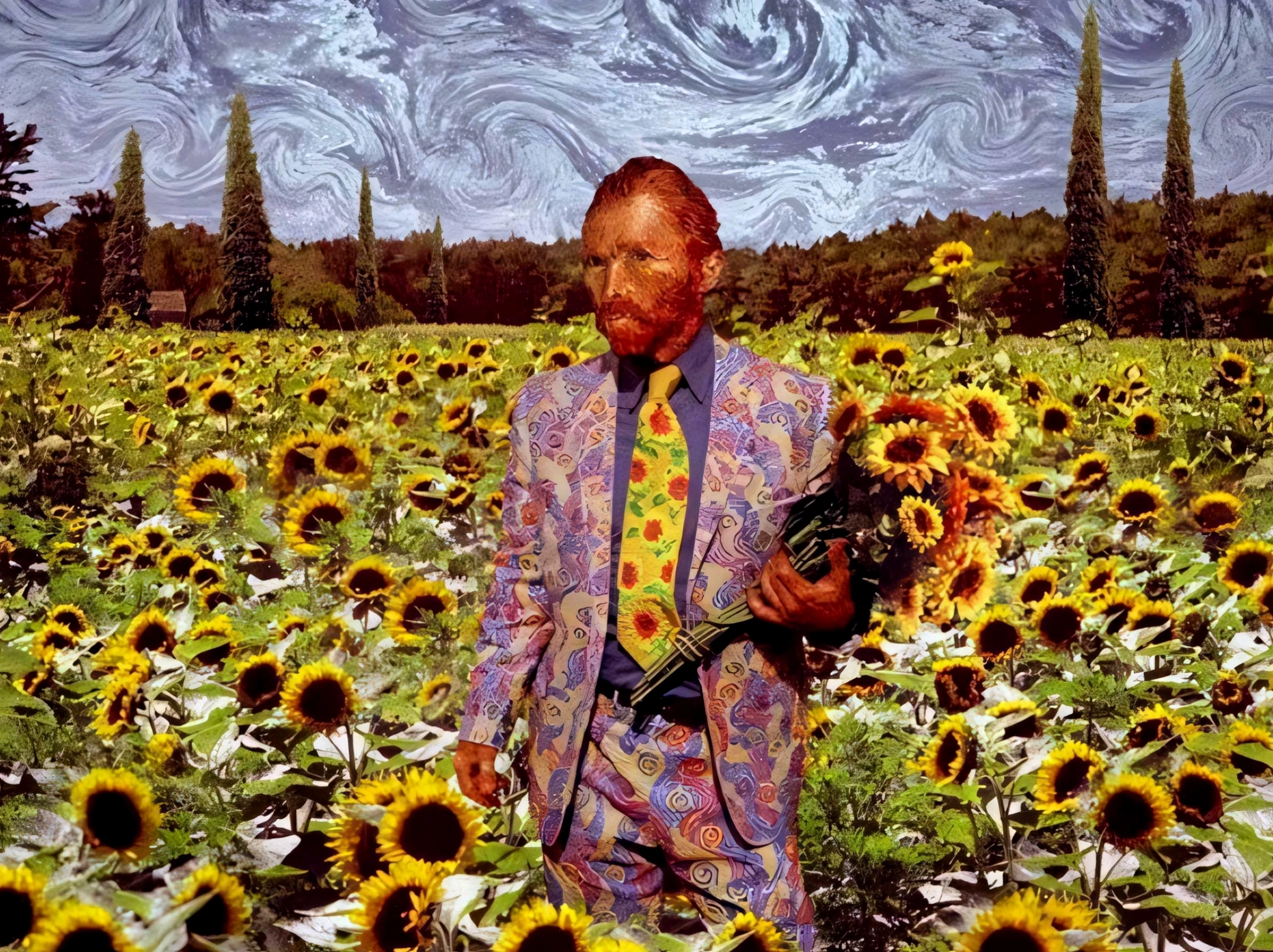 Avatar hoa hướng dương theo phong cách tranh Van Gogh