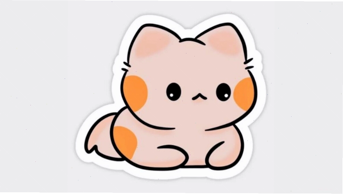 Avatar mèo chibi màu xám với chiếc nơ xinh xắn