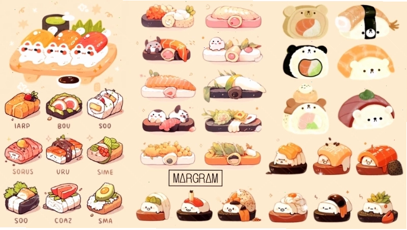 BST chibi đồ ăn sushi dễ thương