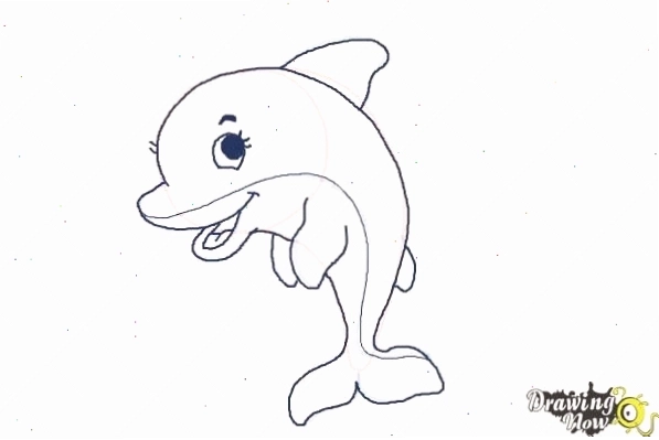 Cá heo chibi đáng yêu trong tranh vẽ