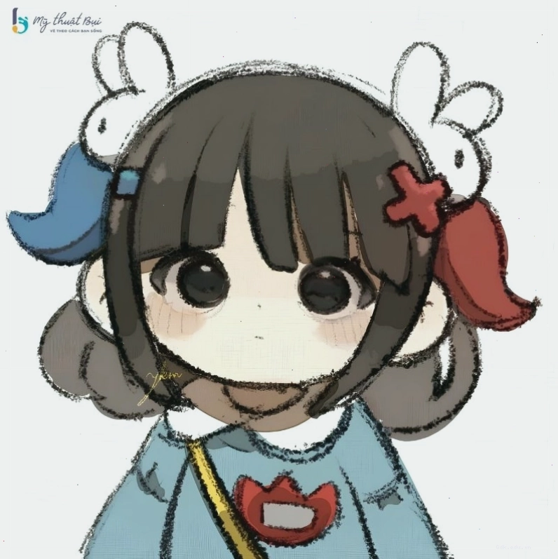 Cận cảnh khuôn mặt đáng yêu của hình anime nữ chibi