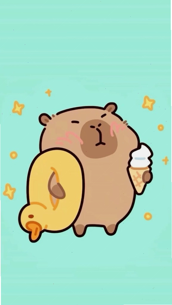 Capybara cõng vịt vàng, hình nền vui nhộn đầy tính biểu tượng