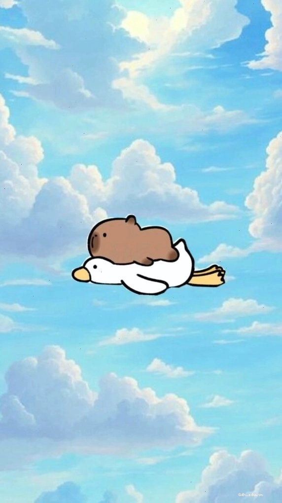 Capybara lướt mây trắng, biểu tượng cho sự tự do và vui vẻ