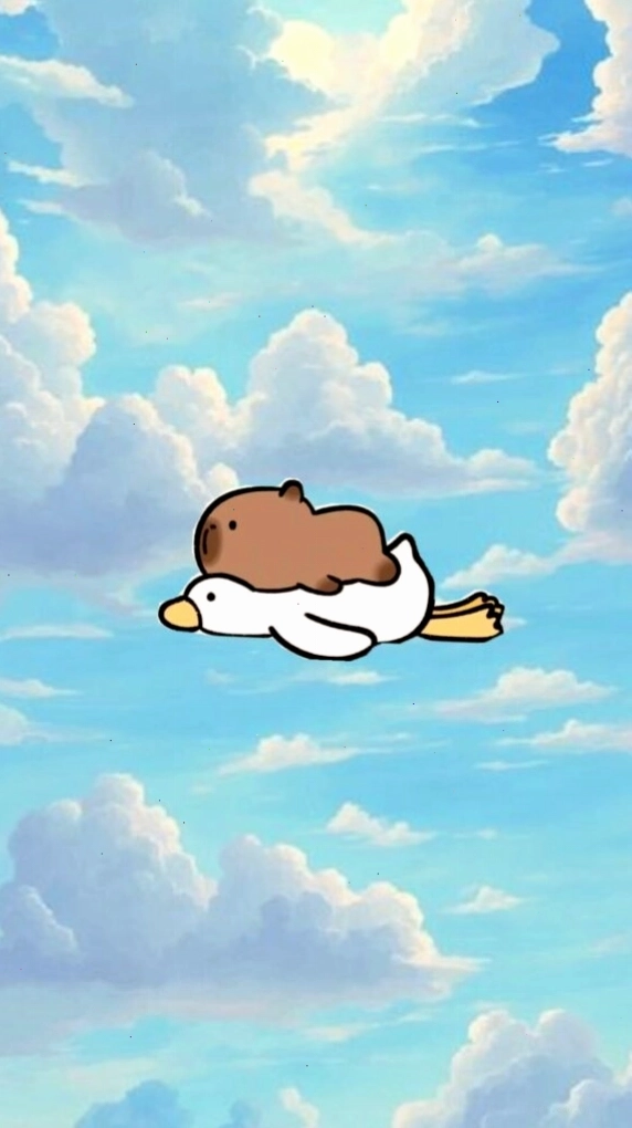 Capybara lướt mây trắng với vẻ mặt vô tư giữa trời