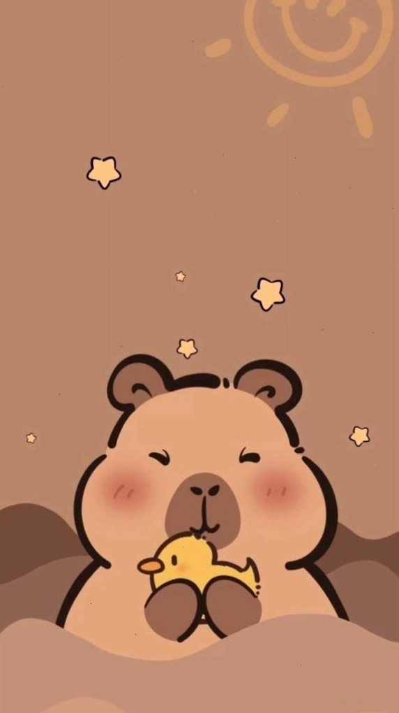 Capybara ôm chú vịt vàng với vẻ mặt đơ cứng, khó hiểu