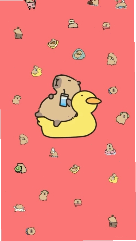 Capybara thư giãn trên phao vịt dễ thương
