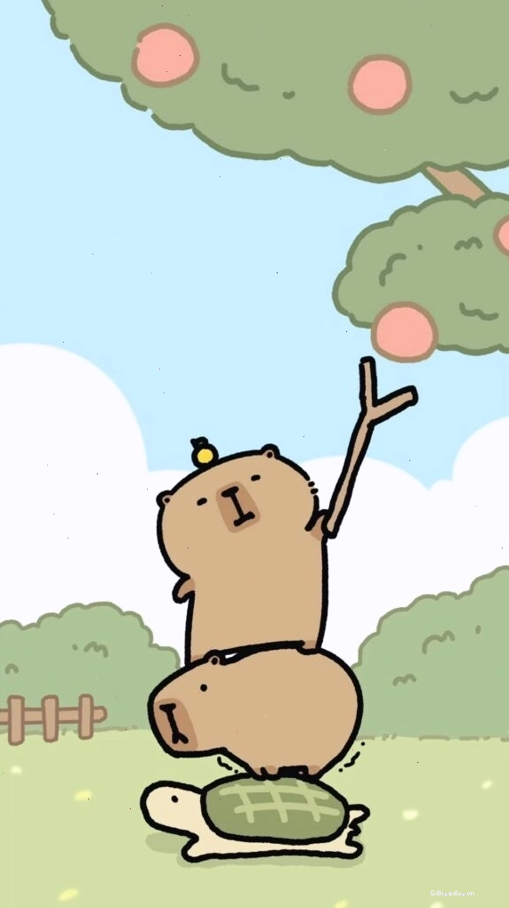 Capybara xếp chồng lên rùa hái quả, tạo cảnh tượng hài hước
