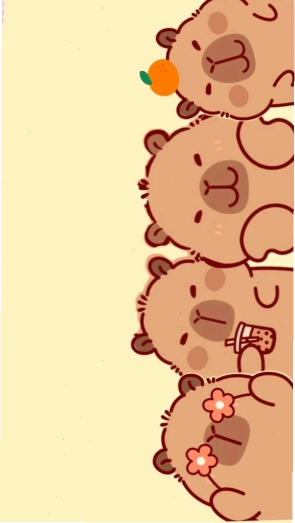 Capybara xếp hàng chờ đợi, tạo nên hình nền vui nhộn độc đáo