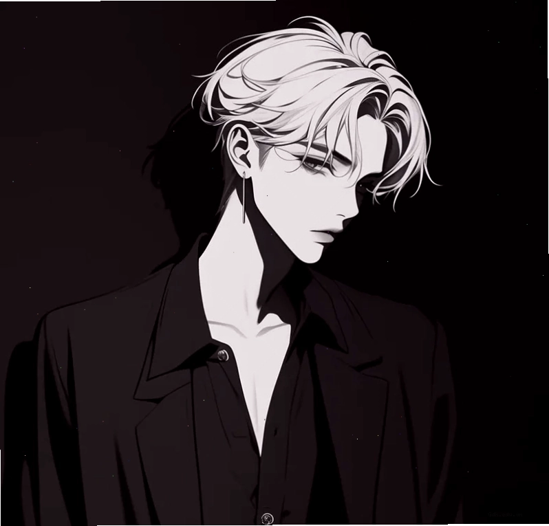 Chân dung anime nam với mái tóc rối và ánh mắt đầy quyền lực