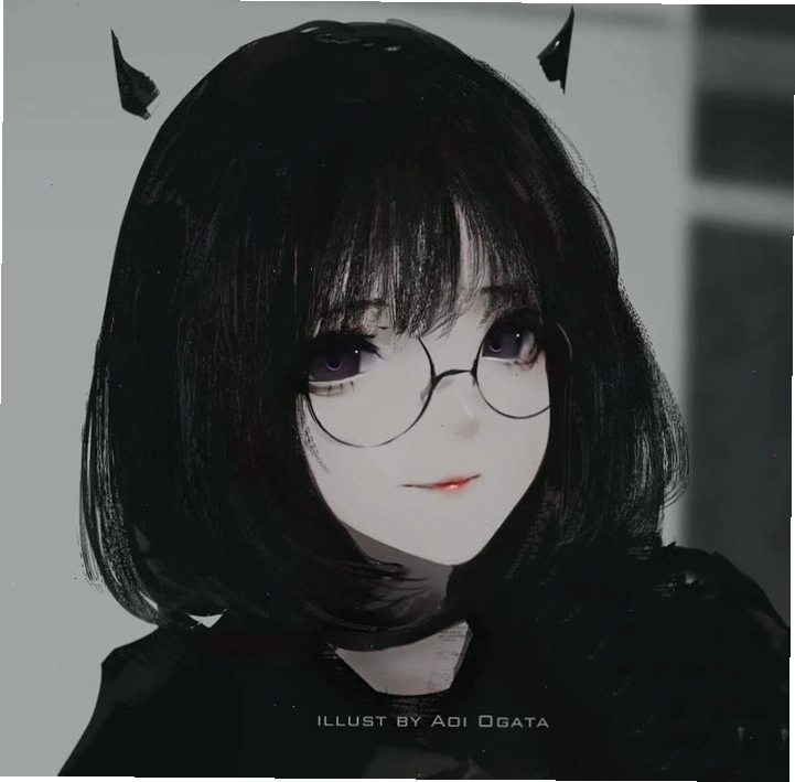 Chân dung anime nữ đẹp với mái tóc dài và đôi mắt to tròn long lanh
