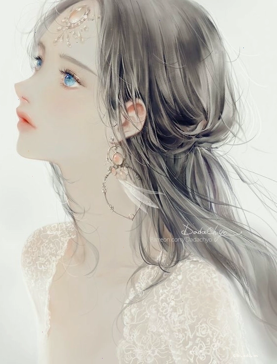 Chân dung anime nữ nhìn nghiêng đầy cuốn hút