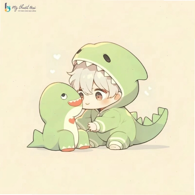 Chàng trai chibi dễ thương với mái tóc vuốt ngược