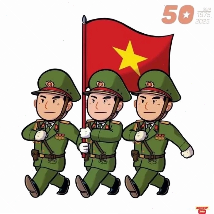 Chibi bộ đội Việt Nam trong trang phục diễu hành